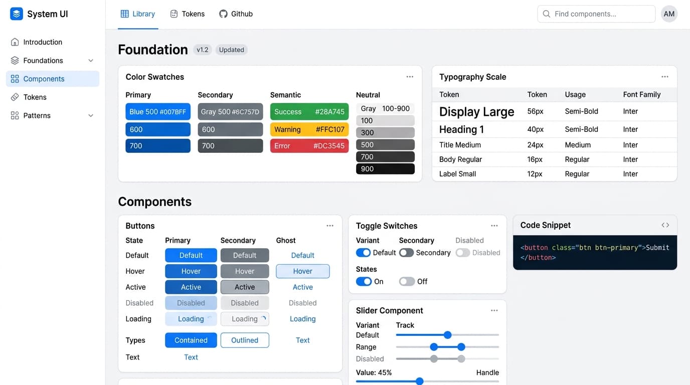 System UI & Design Token Hub